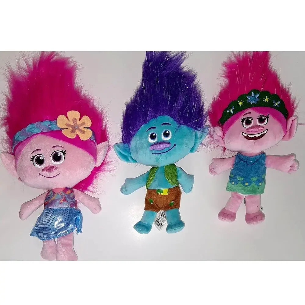 DreamWorks Trolls World Tour Plush Lot of 3 - Queen Poppy & Branch Stuffed Dolls
